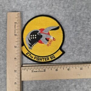 27th‎ Fighter Squadron Patch USAF Military Embroidered Insignia Yellow Round